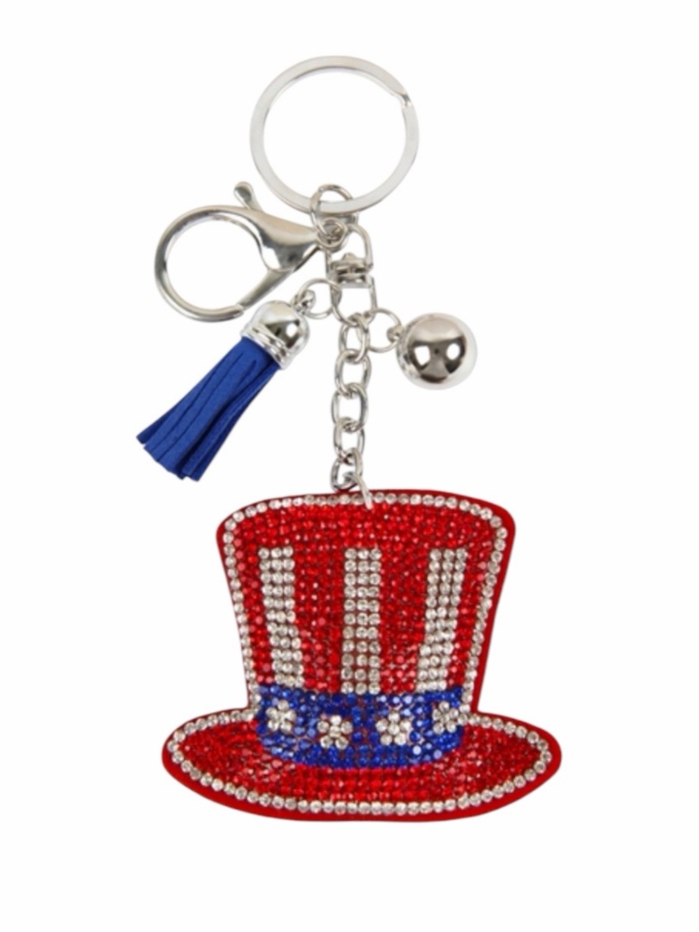 Patriotic Uncle Sam Top Hat Keychain - Red, White & Blue NWT